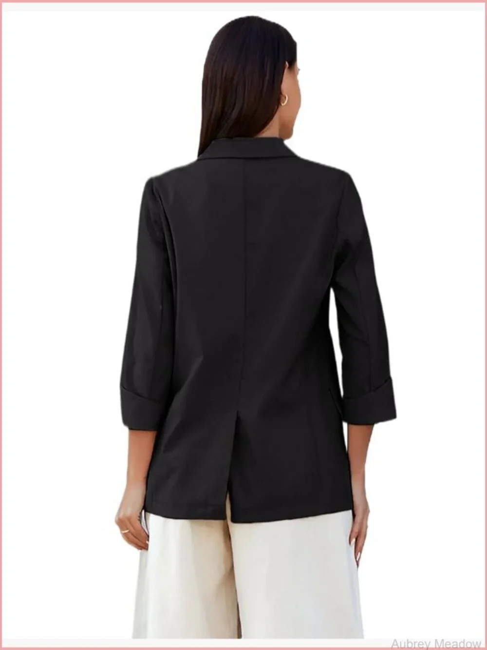Lightweight Linen Blazer 3/4 Sleeve Notch Lapel One Button Suit Coat